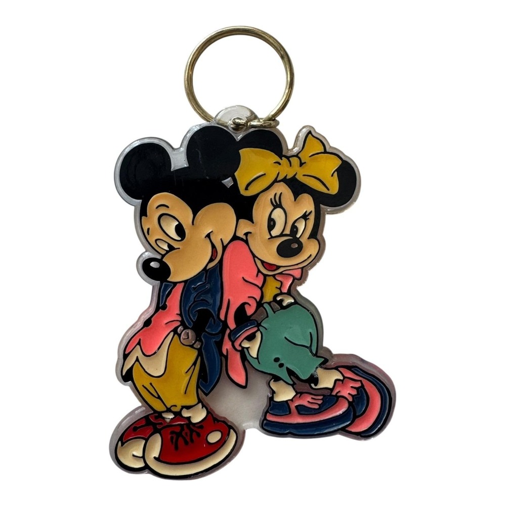 Vintage Disney Mickey Minnie Mouse Embracing Couple Keychain Contemporary 80s